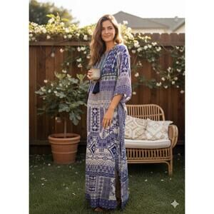 Rococo Sand Women’s Beaded Silk Resort Wear Bohemain Kaftan Maxi‎ Sz XS